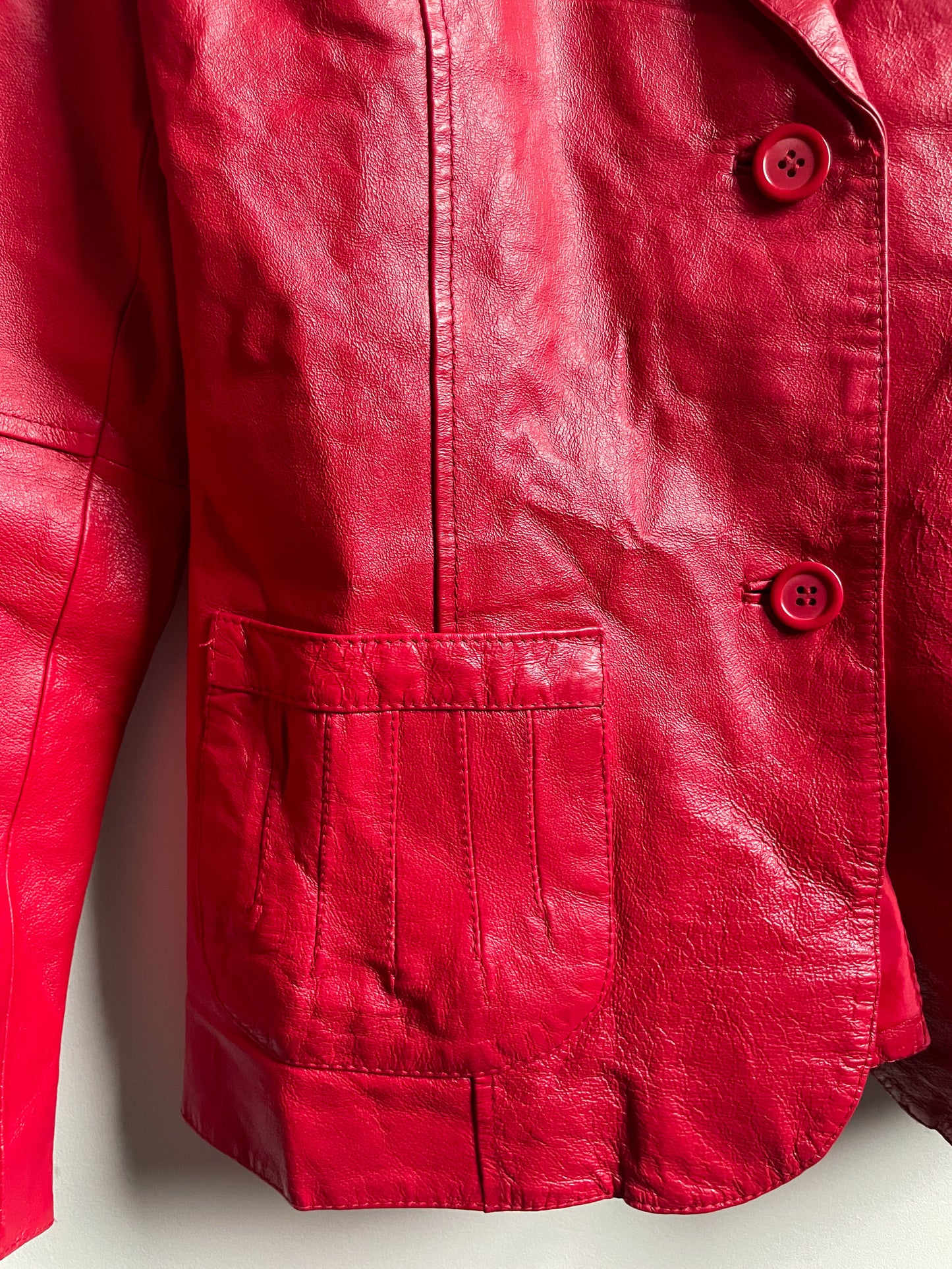 Vintage Red Leather Blazer